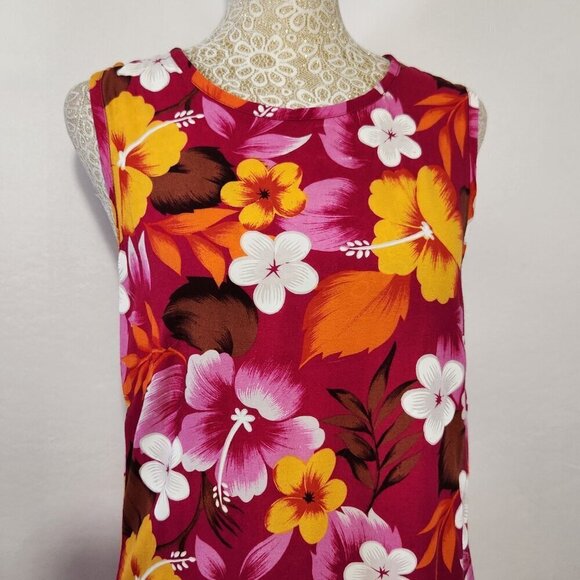 Bali Chic Women's Size Small Tropical Floral Print Sleeveless Maxie Dress Beach - Picture 3 of 13